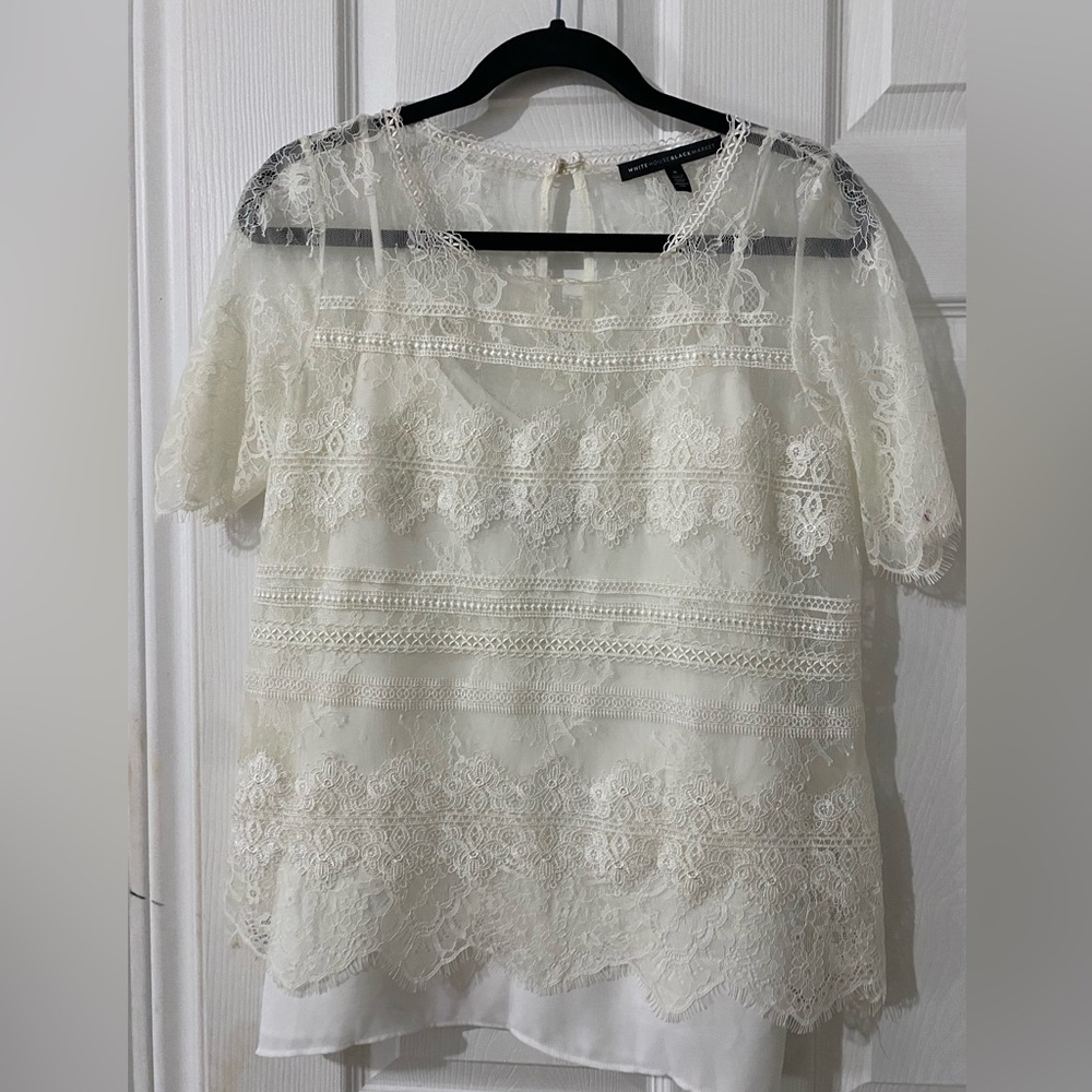 White House Black Market Lace Blouse and camisole.